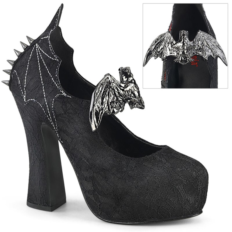 Demonia Demon 18 - Heel Concealed Platform Slip On Mary Jane Women Pumps Black / Black USA | GQ2-87048H8