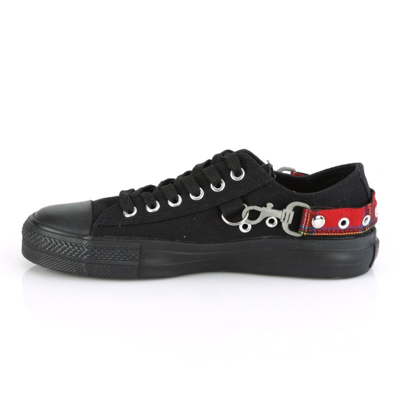 Demonia Deviant 07 - Punk Goth Skater Canvas Bondage Strap Women Sneakers Black USA | JZ3-54775E1