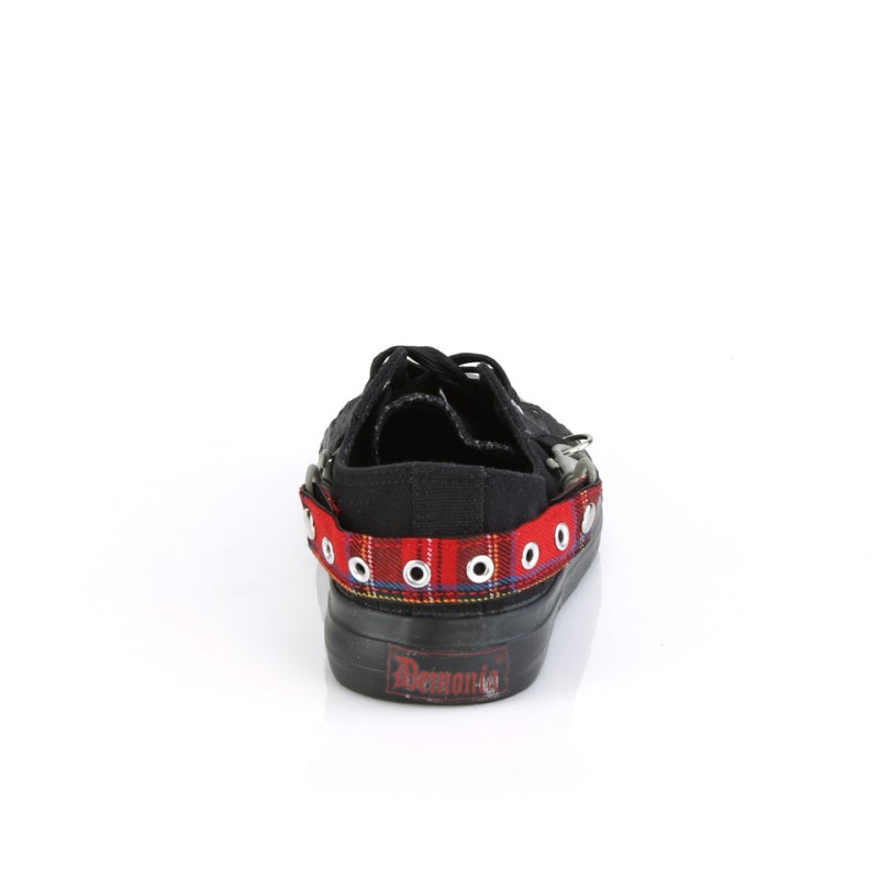 Demonia Deviant 07 - Punk Goth Skater Canvas Bondage Strap Men Sneakers Black USA | LV7-74347F0