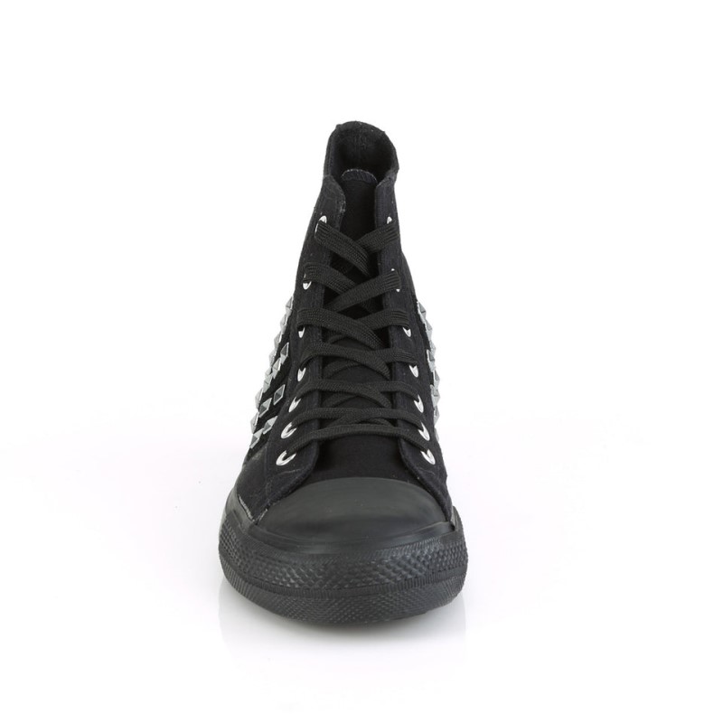 Demonia Deviant 103 - Punk Goth Skater Pyramid Studded High Top Women Sneakers Black USA | HP7-11171N8