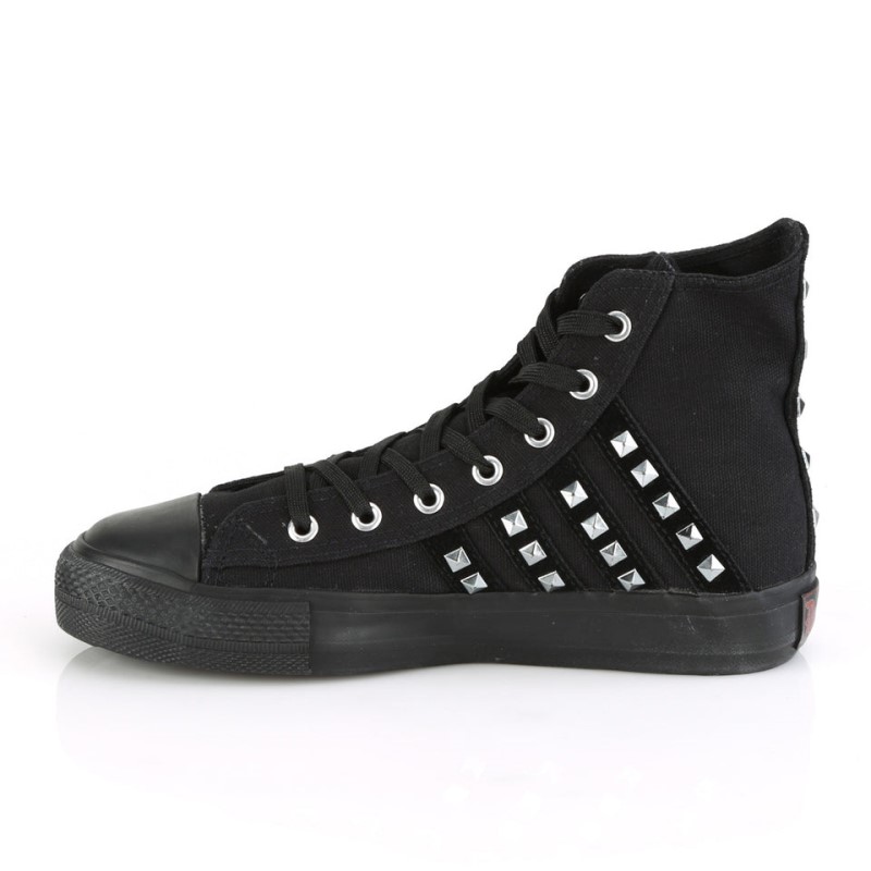 Demonia Deviant 103 - Punk Goth Skater Pyramid Studded High Top Women Sneakers Black USA | HP7-11171N8