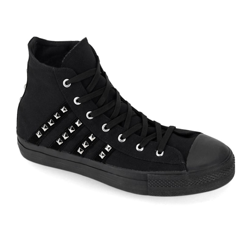 Demonia Deviant 103 - Punk Goth Skater Pyramid Studded High Top Women Sneakers Black USA | HP7-11171N8