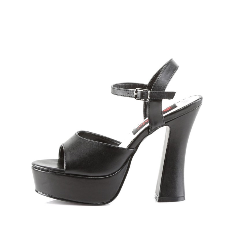 Demonia Dolly 09 - Heel Platform Ankle Strap Women Sandals Black / Black USA | CI4-85938A7