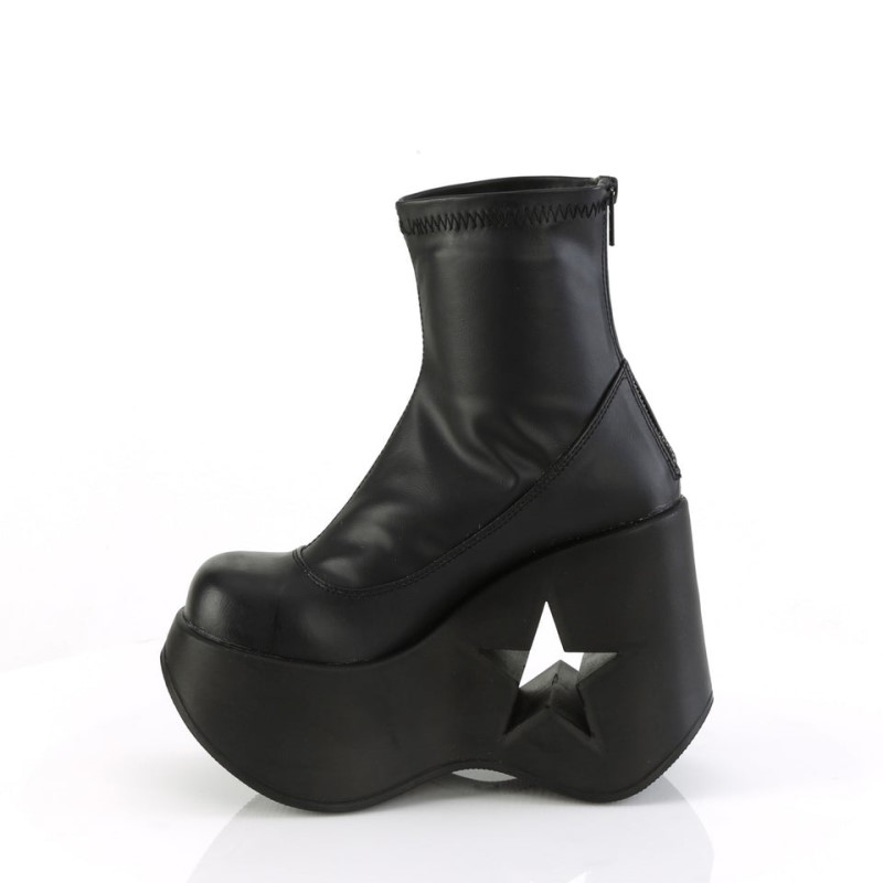 Demonia Dynamite 100 - Star Cutout Platform Wedge Stretch Women Ankle Boots Black USA | BD2-07950W6