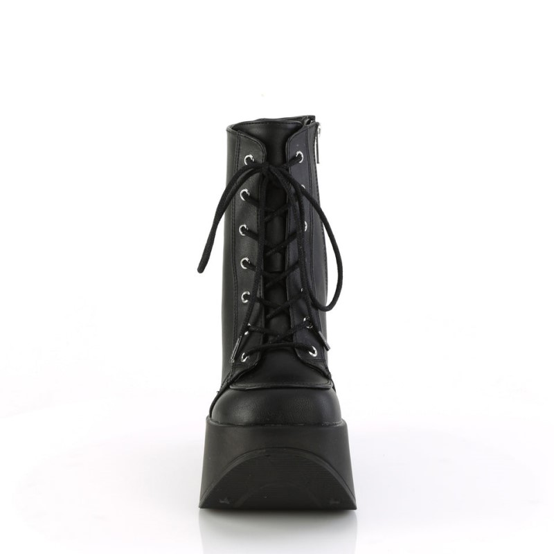 Demonia Dynamite 106 - Star Cutout Platform Wedge Lace Up Women Ankle Boots Black USA | QV9-42944S3