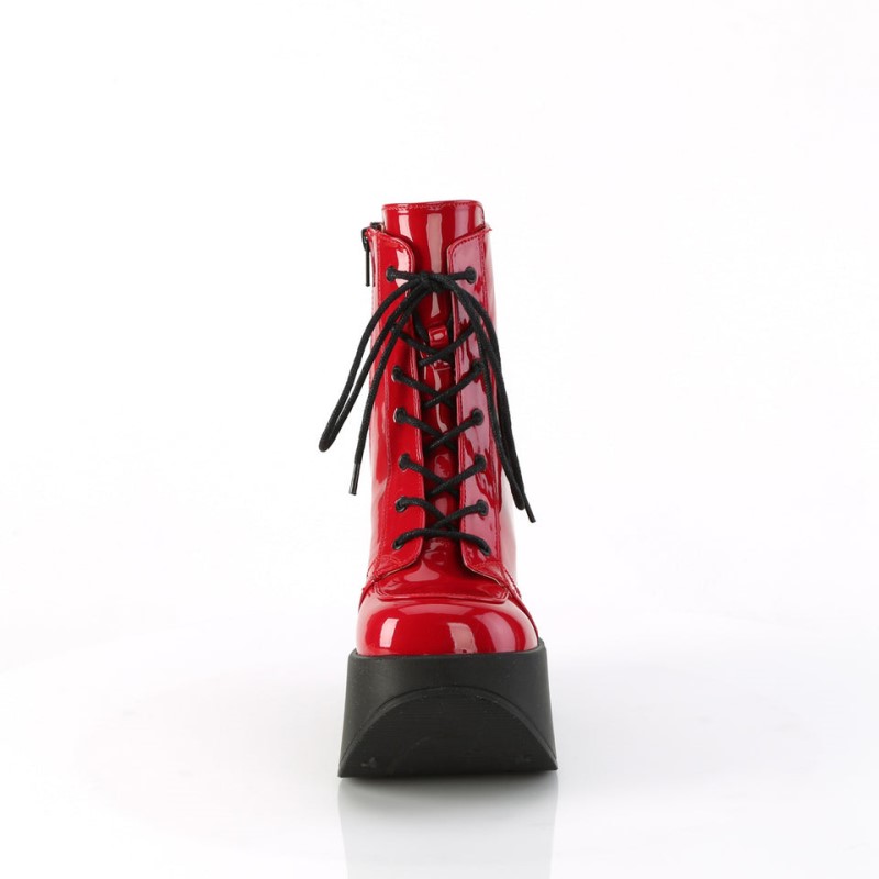 Demonia Dynamite 106 - Star Cutout Platform Wedge Lace Up Women Ankle Boots Red USA | IO4-56895X8