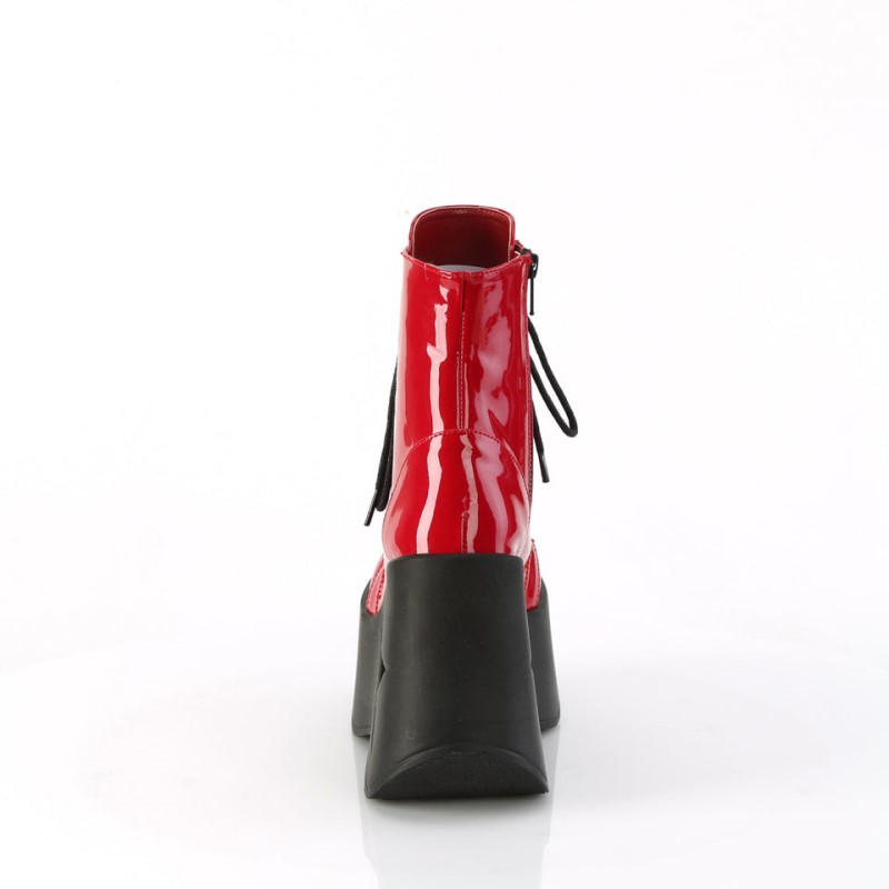 Demonia Dynamite 106 - Star Cutout Platform Wedge Lace Up Women Ankle Boots Red USA | IO4-56895X8