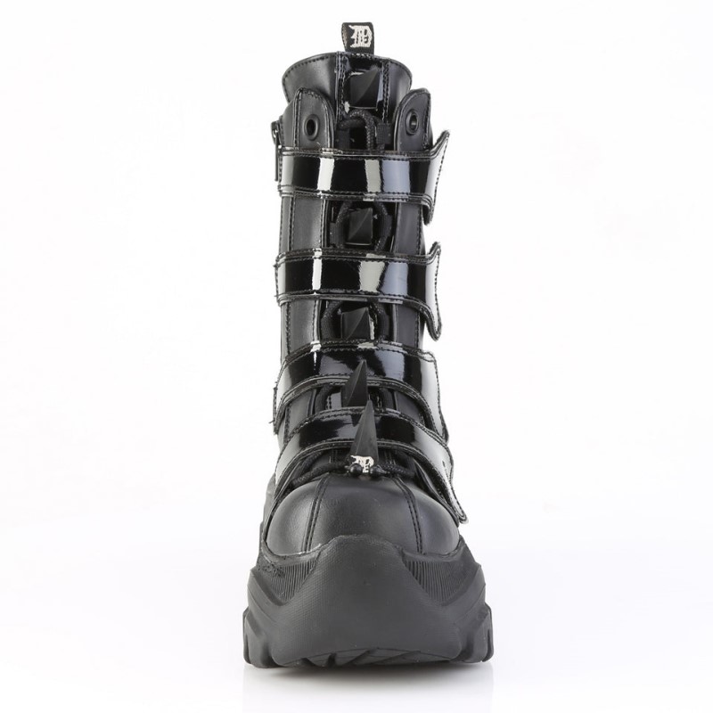 Demonia Echo 110 - Flared Platform Calf Women Ankle Boots Black USA | ZY0-34663R7