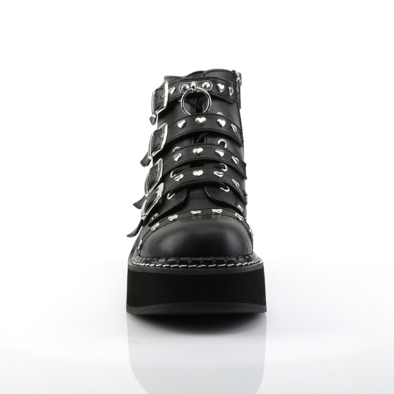 Demonia Emily 315 - Platform Lace Up Women Ankle Boots Black USA | KP9-84458J4