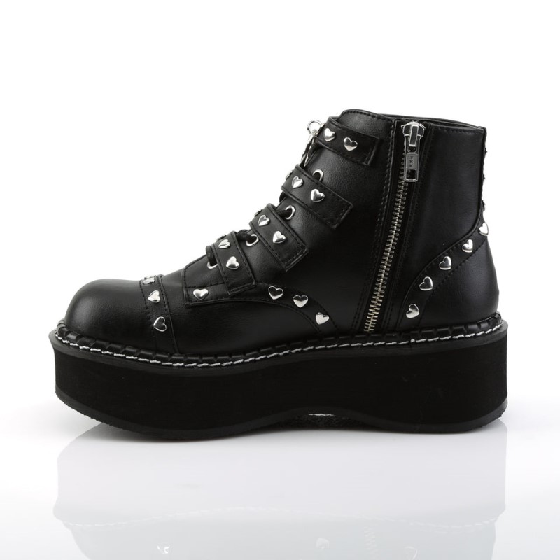 Demonia Emily 315 - Platform Lace Up Women Ankle Boots Black USA | KP9-84458J4