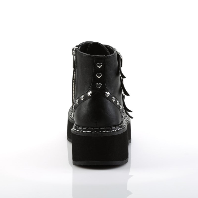 Demonia Emily 315 - Platform Lace Up Women Ankle Boots Black USA | KP9-84458J4