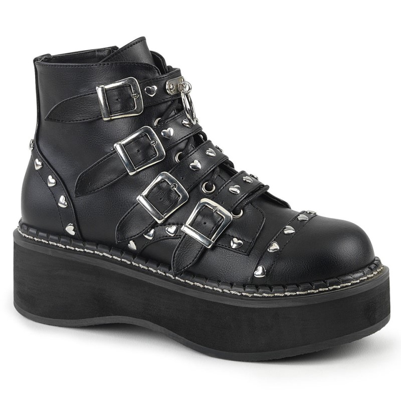 Demonia Emily 315 - Platform Lace Up Women Ankle Boots Black USA | KP9-84458J4