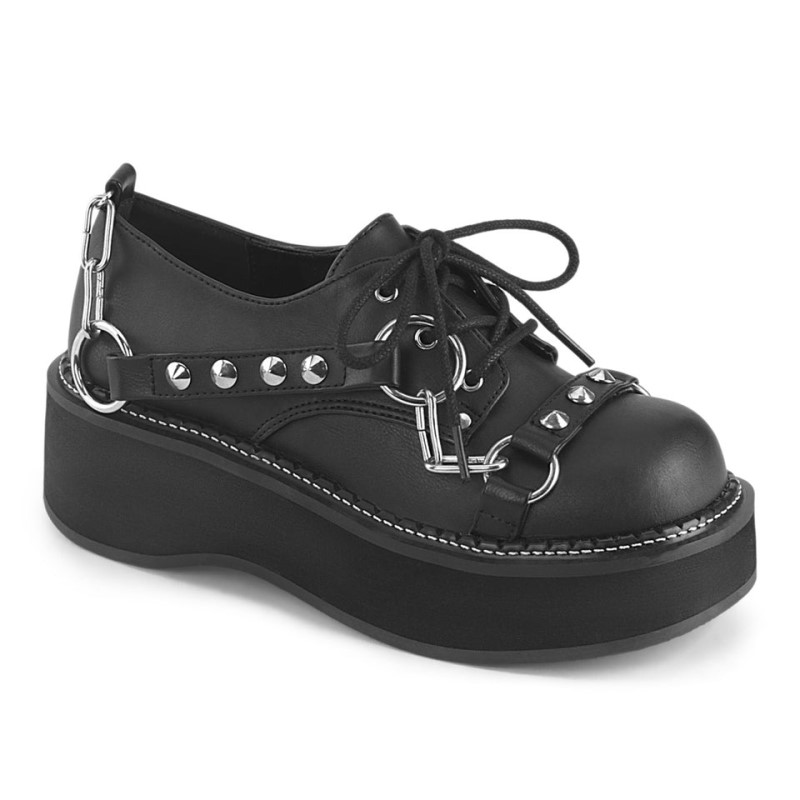 Demonia Emily 32 - Platform Lace Up Women Oxford Shoes Black USA | WM1-16431J2