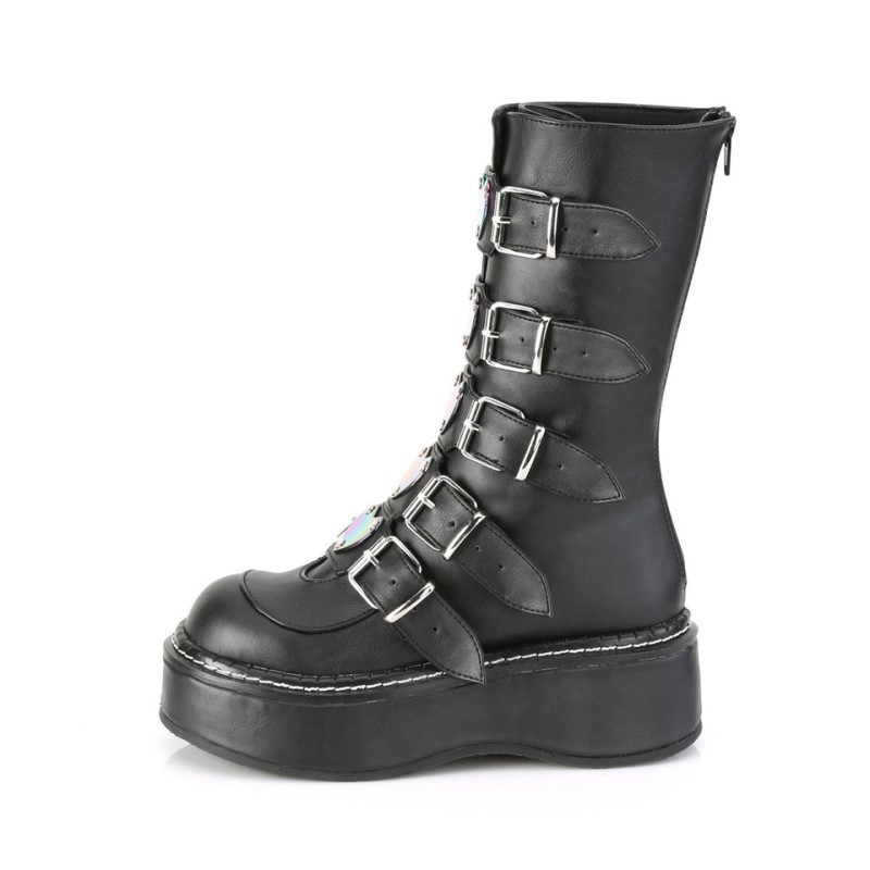 Demonia Emily 330 - Platform Women Mid-Calf Boots Black / Black USA | FE8-66706K5