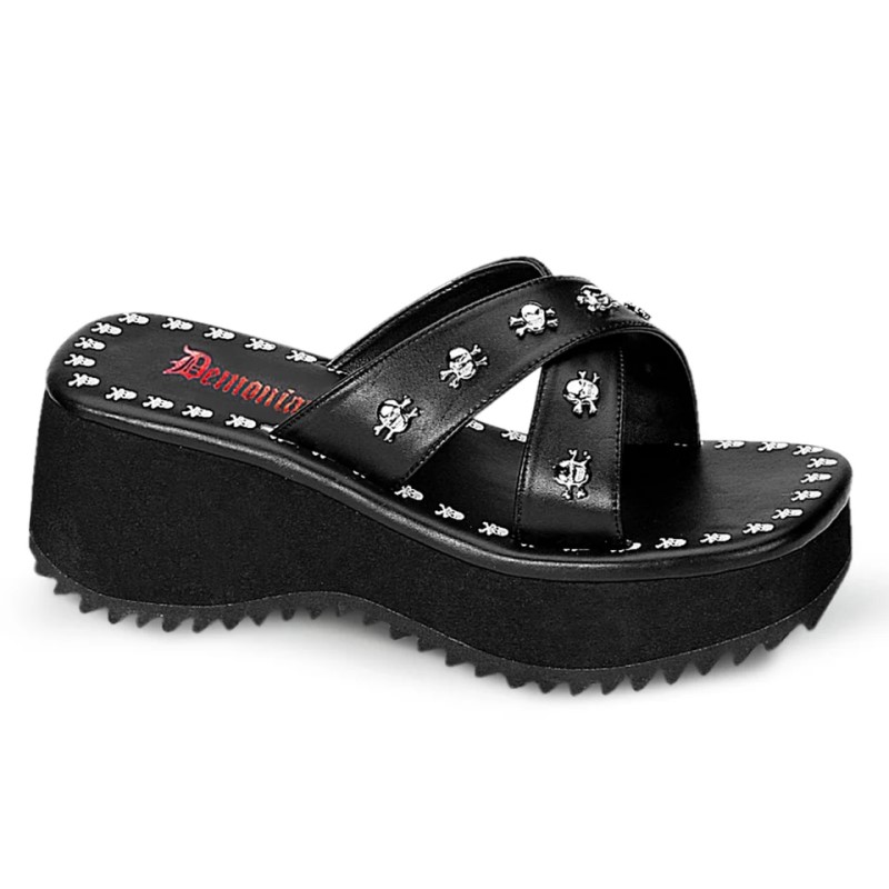 Demonia Flip 05 - Platform Women Sandals Black USA | JY5-42094H5