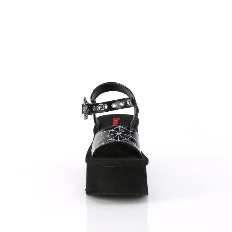 Demonia Funn 10 - Platform Ankle Strap Women Sandals Black USA | CY7-54235D6