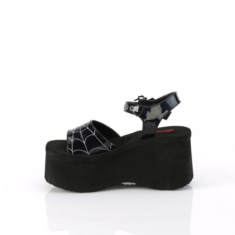 Demonia Funn 10 - Platform Ankle Strap Women Sandals Black USA | CY7-54235D6