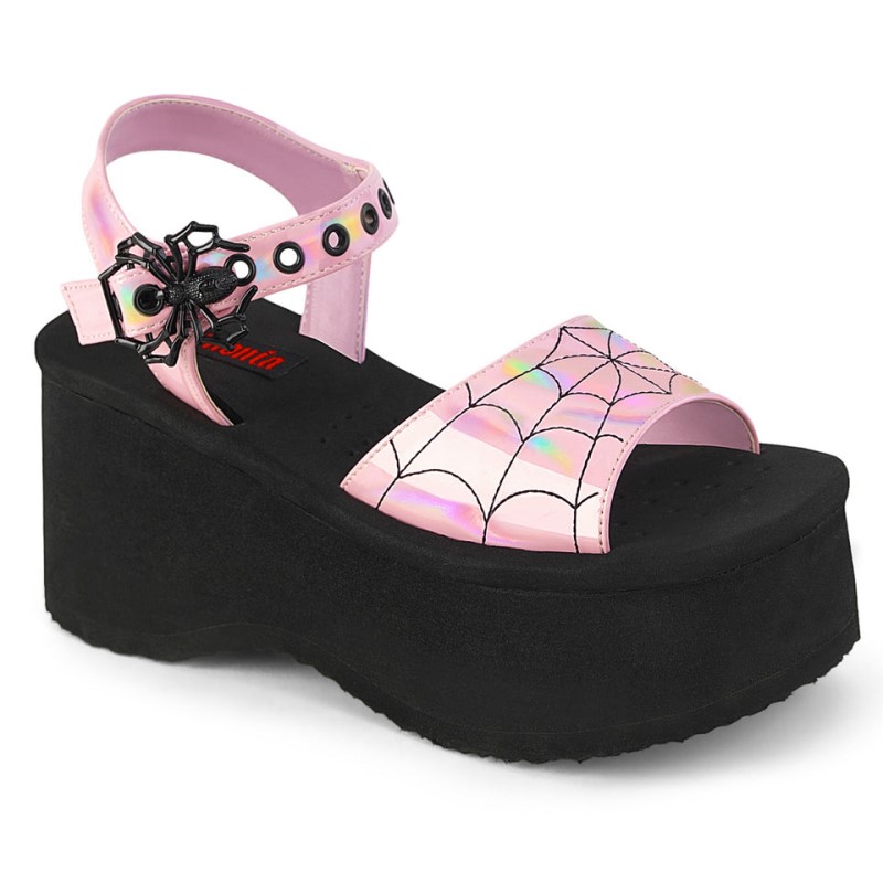 Demonia Funn 10 - Platform Ankle Strap Women Sandals Pink USA | LP2-44224H9