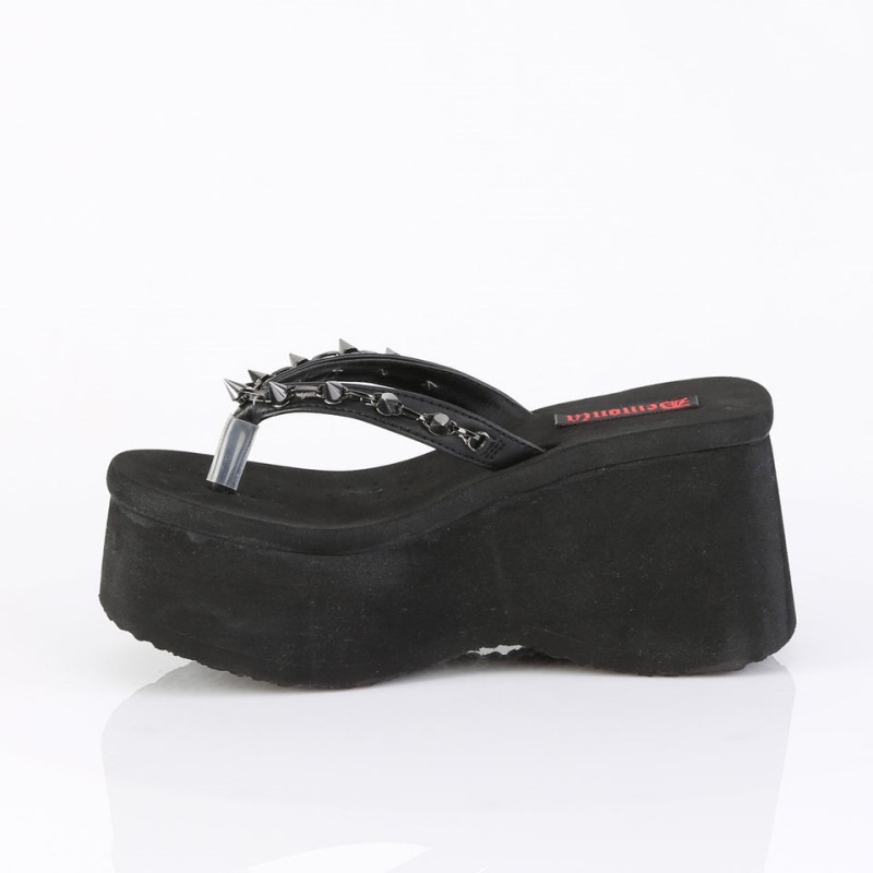 Demonia Funn 35 - Platform Women Sandals Black USA | FD0-90139B6