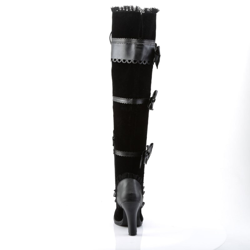 Demonia Glam 300 - Heel Platform Goth Lolita Lace Up Women Over-The-Knee Boots Black USA | DZ9-79927V1