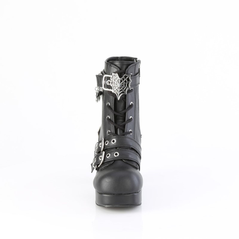 Demonia Gothika 66 - Heel Platform Lace Up Women Mid-Calf Boots Black USA | UZ4-49574E6