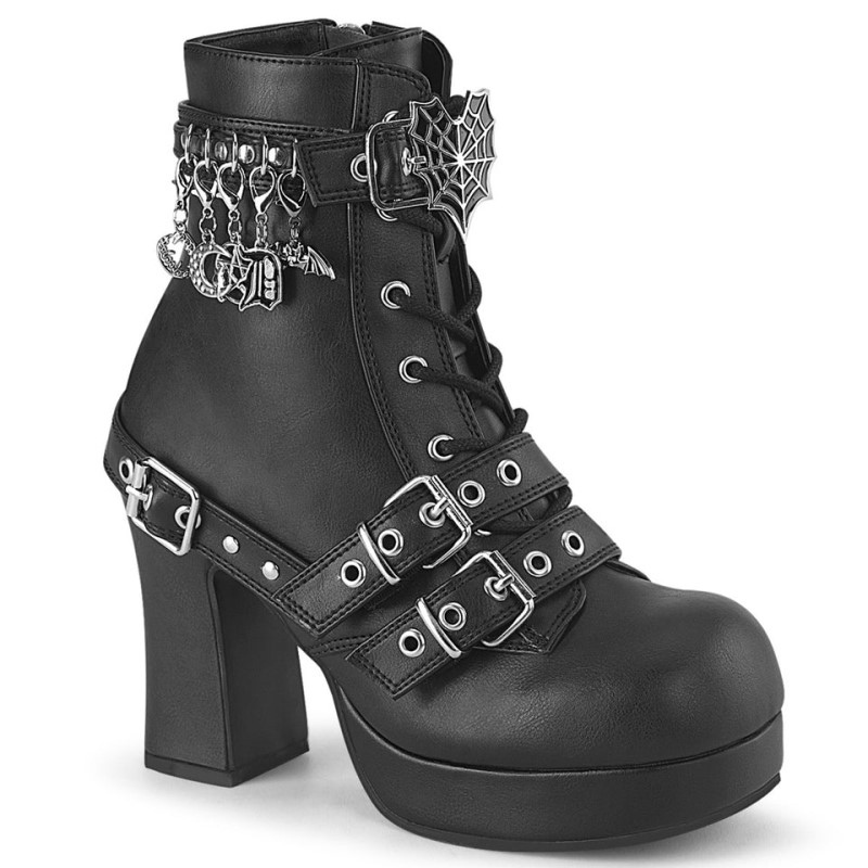 Demonia Gothika 66 - Heel Platform Lace Up Women Mid-Calf Boots Black USA | UZ4-49574E6