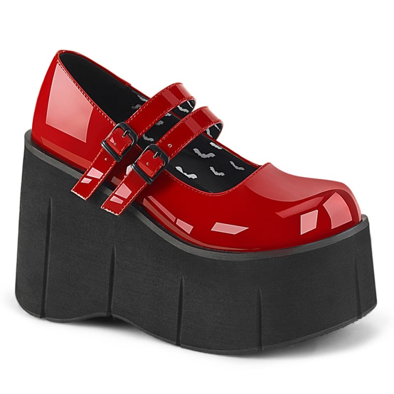 Demonia Kera 08 - Platform Women Mary Janes Red USA | JT9-96309C4