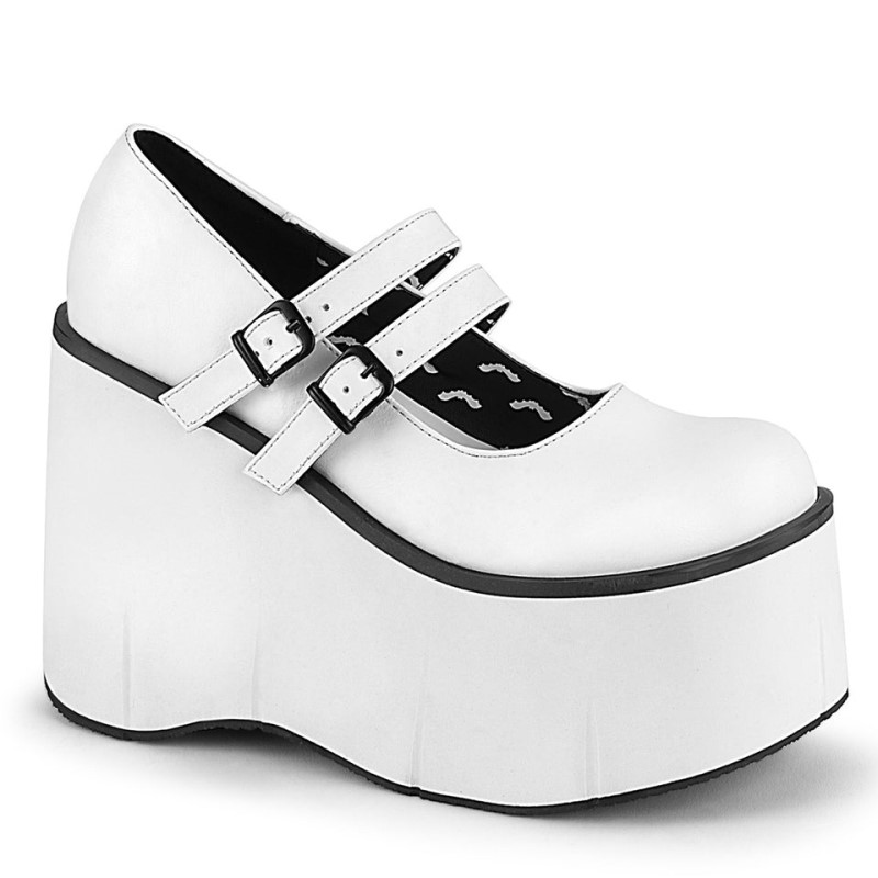 Demonia Kera 08 - Platform Women Mary Janes White USA | FM0-87758F3