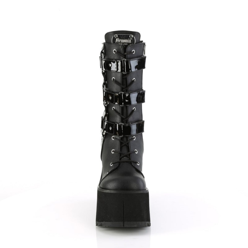 Demonia Kera 110 - Platform Lace Up Women Mid-Calf Boots Black USA | TY8-83778M7