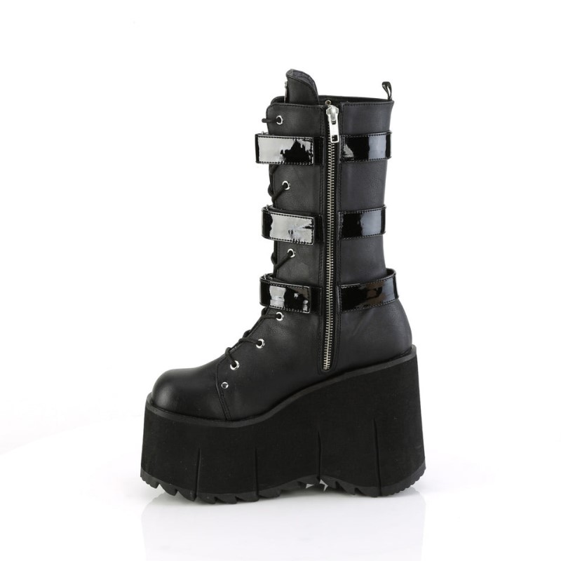 Demonia Kera 110 - Platform Lace Up Women Mid-Calf Boots Black USA | TY8-83778M7