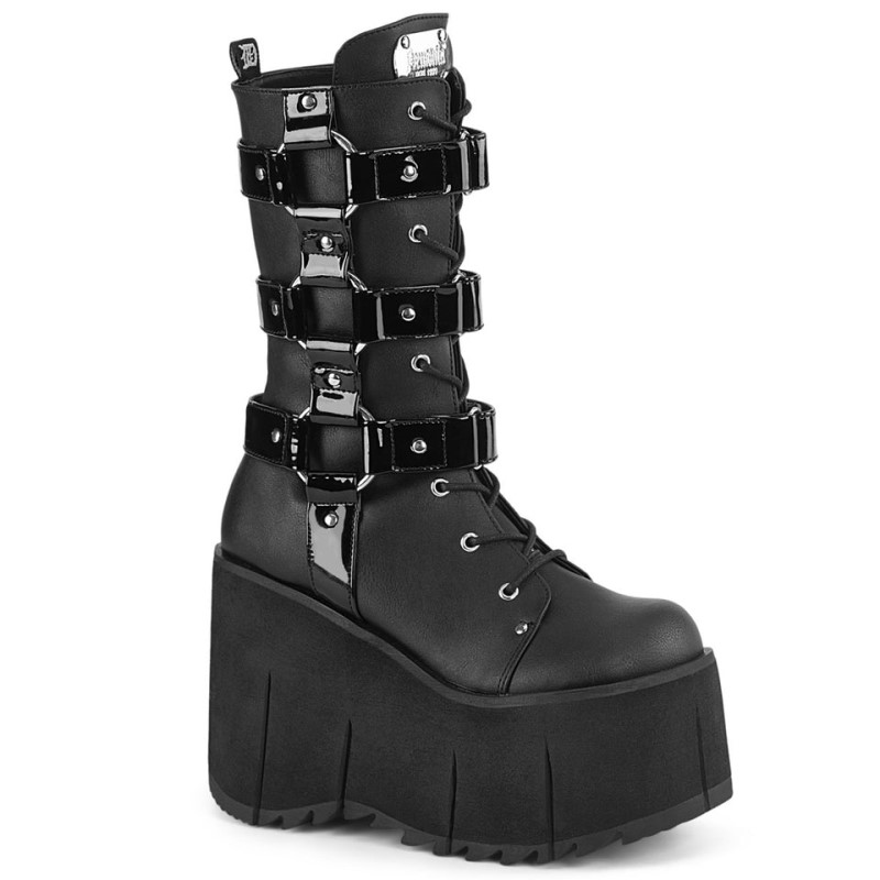 Demonia Kera 110 - Platform Lace Up Women Mid-Calf Boots Black USA | TY8-83778M7