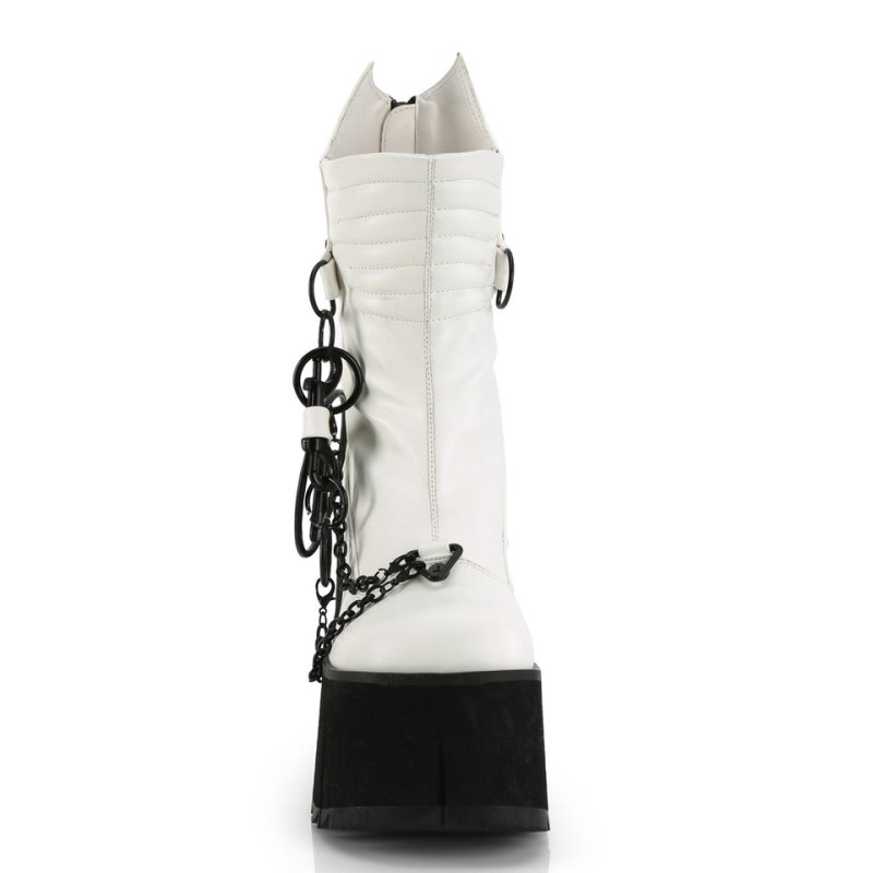 Demonia Kera 130 - Platform Calf High Women Ankle Boots White USA | NY6-42394M2