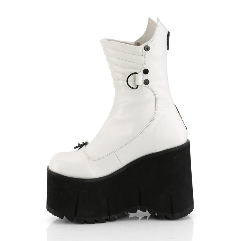 Demonia Kera 130 - Platform Calf High Women Ankle Boots White USA | NY6-42394M2