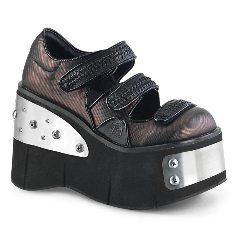 Demonia Kera 13 - Platform Women Mary Janes Black / Silver USA | NM9-70347K5