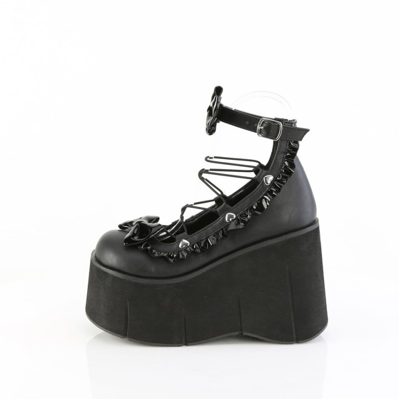 Demonia Kera 18 - Platform Wrap Around Ankle Strap Women Mary Janes Black USA | VU8-33393F0