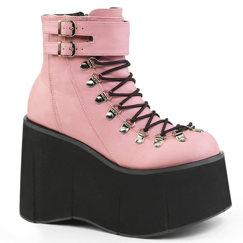 Demonia Kera 21 - Platform Faux Lace Up Women Ankle Boots Pink USA | BP0-13491D2