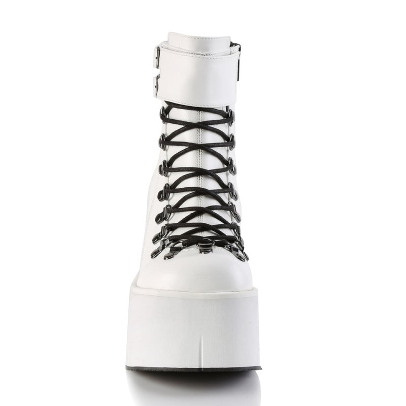 Demonia Kera 21 - Platform Women Ankle Boots White USA | LL0-90879O9