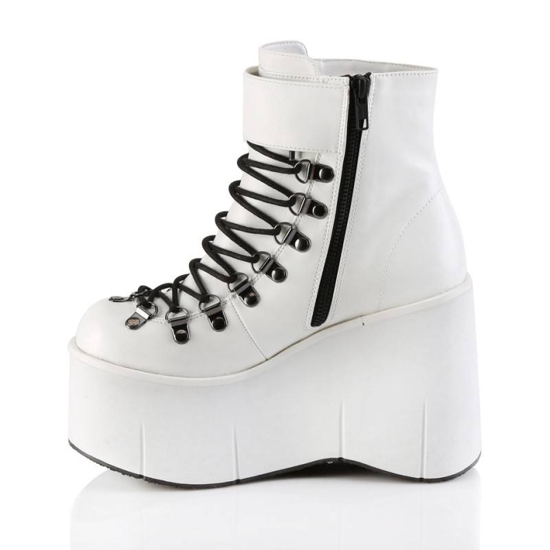 Demonia Kera 21 - Platform Women Ankle Boots White USA | LL0-90879O9