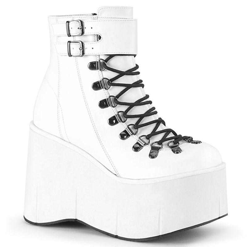 Demonia Kera 21 - Platform Women Ankle Boots White USA | LL0-90879O9