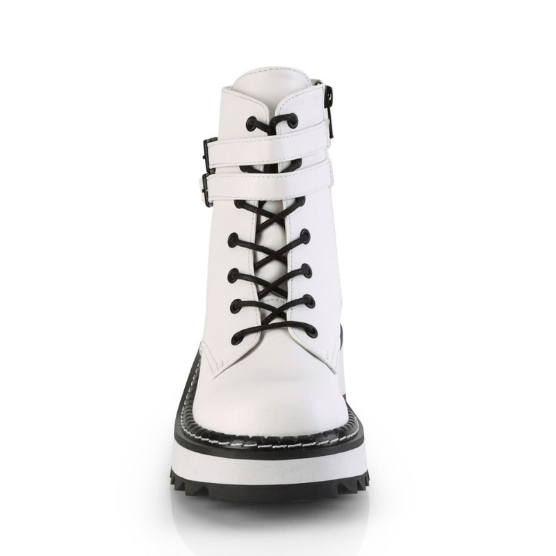 Demonia Lilith 152 - Platform Lace Up Women Ankle Boots White USA | FE6-14751D1