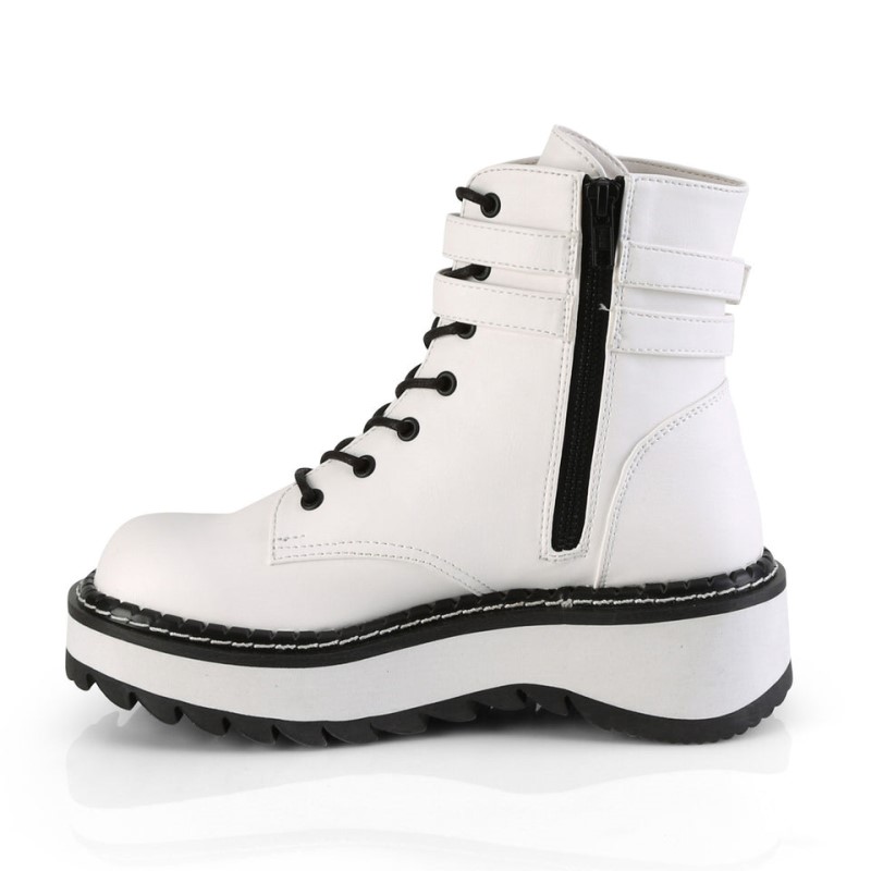 Demonia Lilith 152 - Platform Lace Up Women Ankle Boots White USA | FE6-14751D1