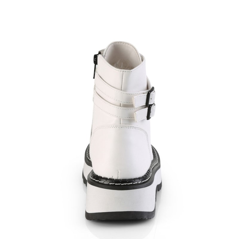 Demonia Lilith 152 - Platform Lace Up Women Ankle Boots White USA | FE6-14751D1