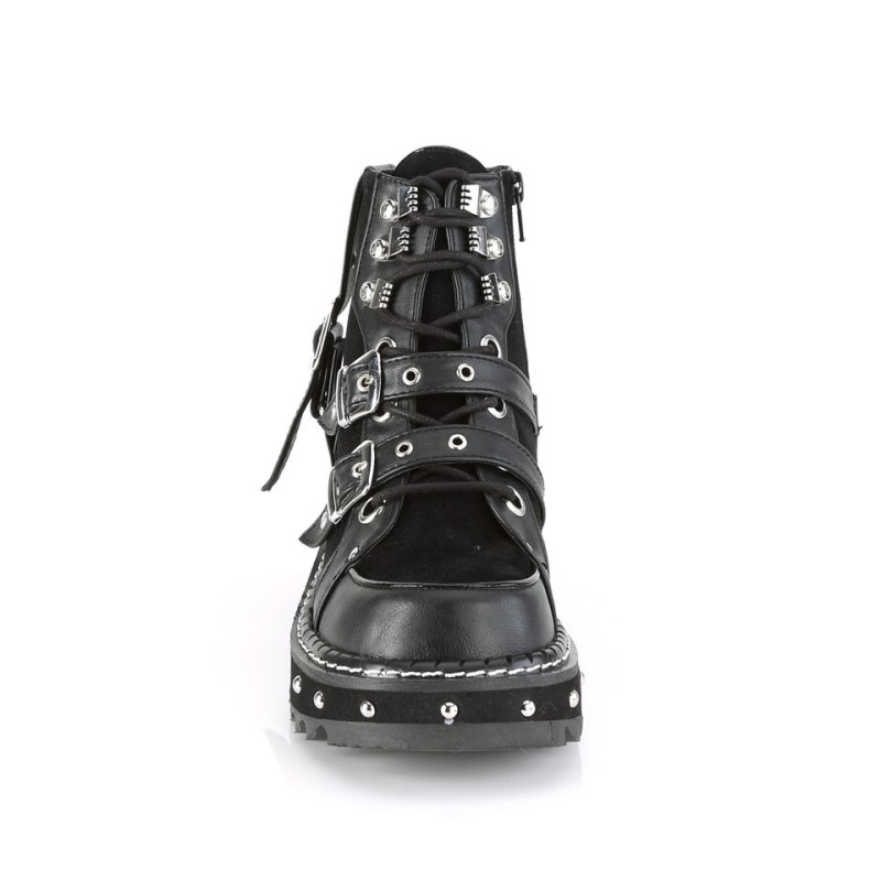 Demonia Lilith 278 - Platform Lace Up Women Ankle Boots Black USA | UG0-44624C4