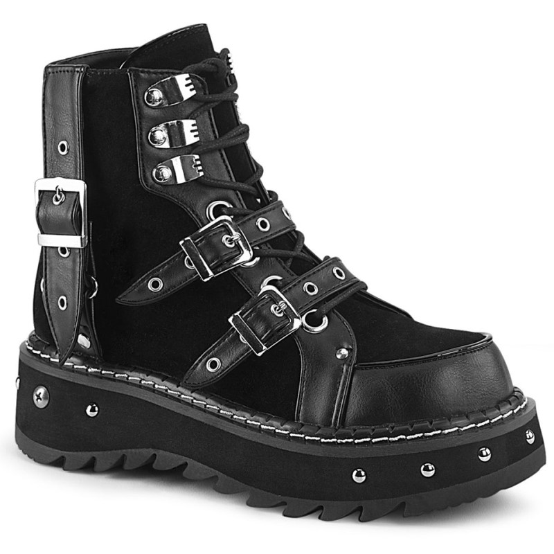 Demonia Lilith 278 - Platform Lace Up Women Ankle Boots Black USA | UG0-44624C4