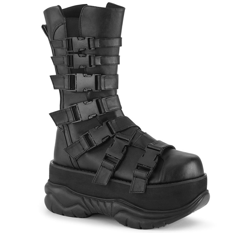 Demonia Neptune 210 - Platform Women Mid-Calf Boots Black USA | GY4-32953G4