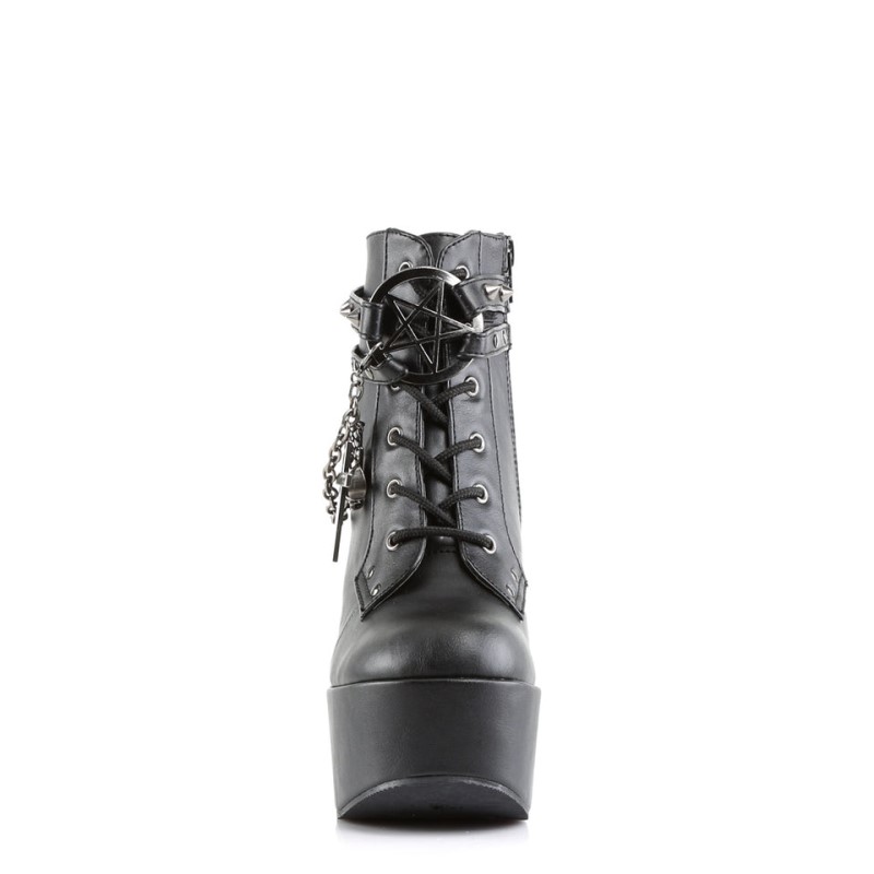 Demonia Poison 101 - Platform Lace Up Women Ankle Boots Black USA | OH6-83908O5