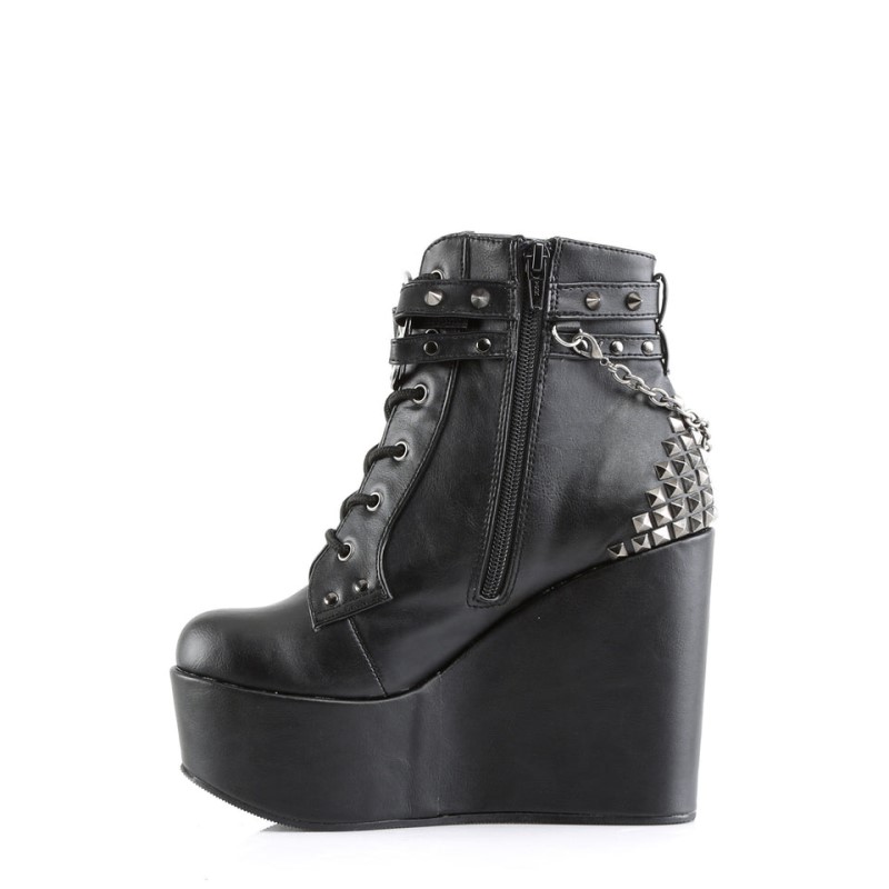 Demonia Poison 101 - Platform Lace Up Women Ankle Boots Black USA | OH6-83908O5