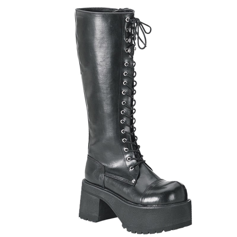 Demonia Ranger 302 - Platform Goth Punk Women Knee-High Boots Black USA | TD1-59225N6