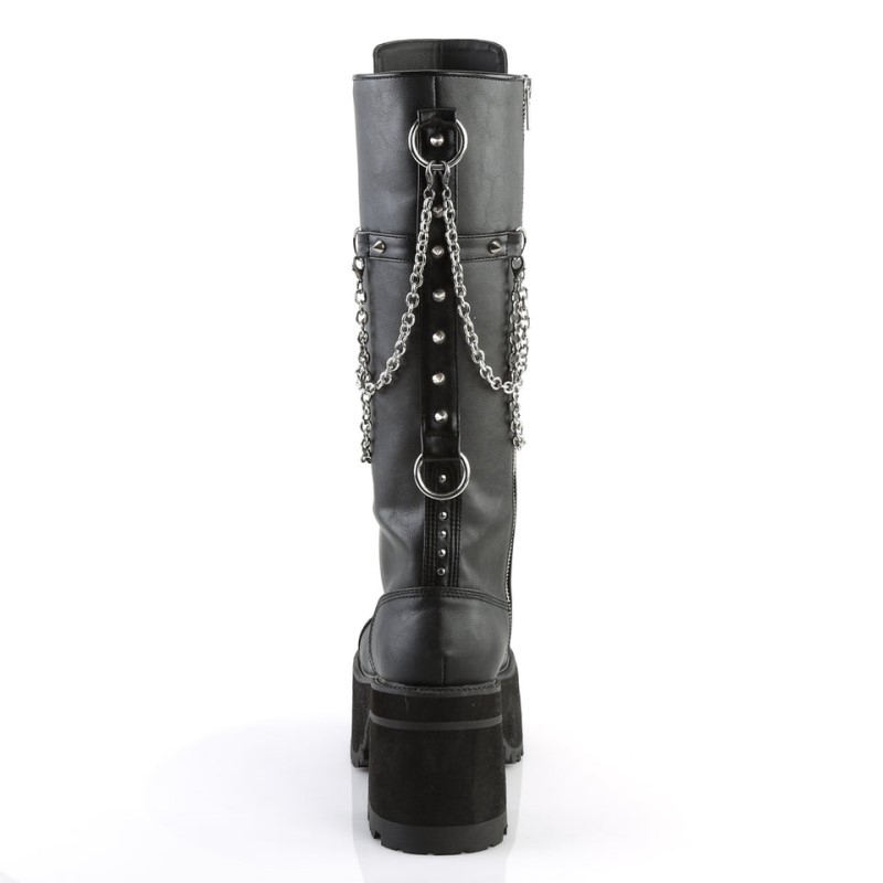 Demonia Ranger 303 - Heel Platform Lace Up Women Knee-High Boots Black USA | UV3-57275T2