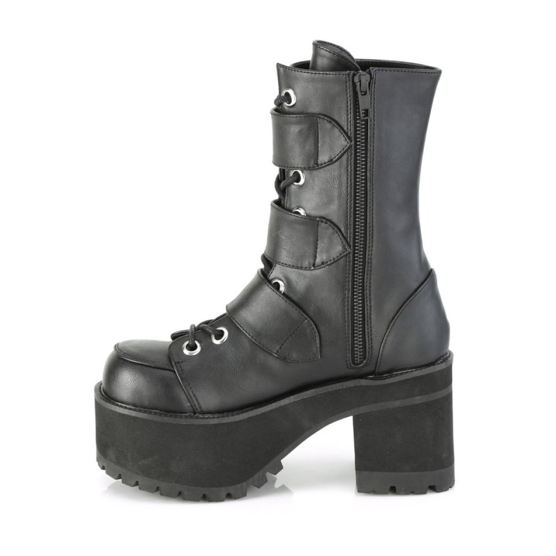 Demonia Ranger 308 - Heel Platform Lace Up Women Ankle Boots Black USA | GQ9-51455J3